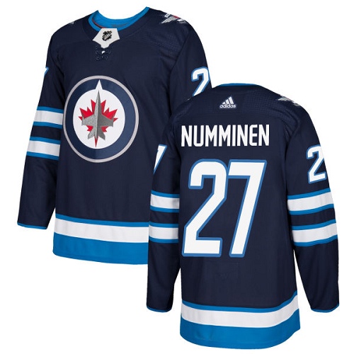 Adidas Men Winnipeg Jets 27 Teppo Numminen Navy Blue Home Authentic Stitched NHL Jersey